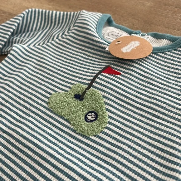 Mudpie Baby Boy Waffle Golf Romper Shortie 3-6 months - Picture 4 of 5